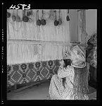 Troglodyte country. Ortahisar. Rug-weaving, girl at loom by kreider, herman h.