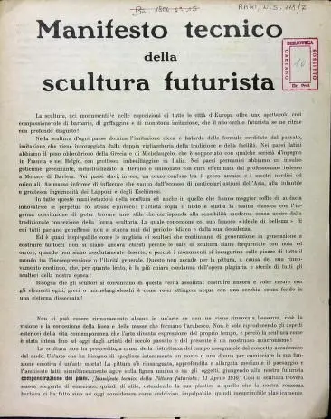 Technical Manifesto of Futurist Sculpture. by boccioni, umberto