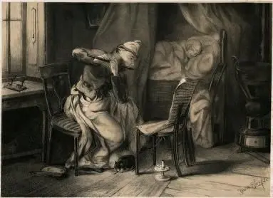 [Flute player and woman sleeping] by david-joseph blès