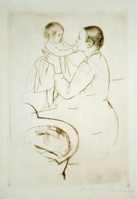 Mother Marie dressing her baby after its bath / Mary Cassatt by Cassatt by Cassatt