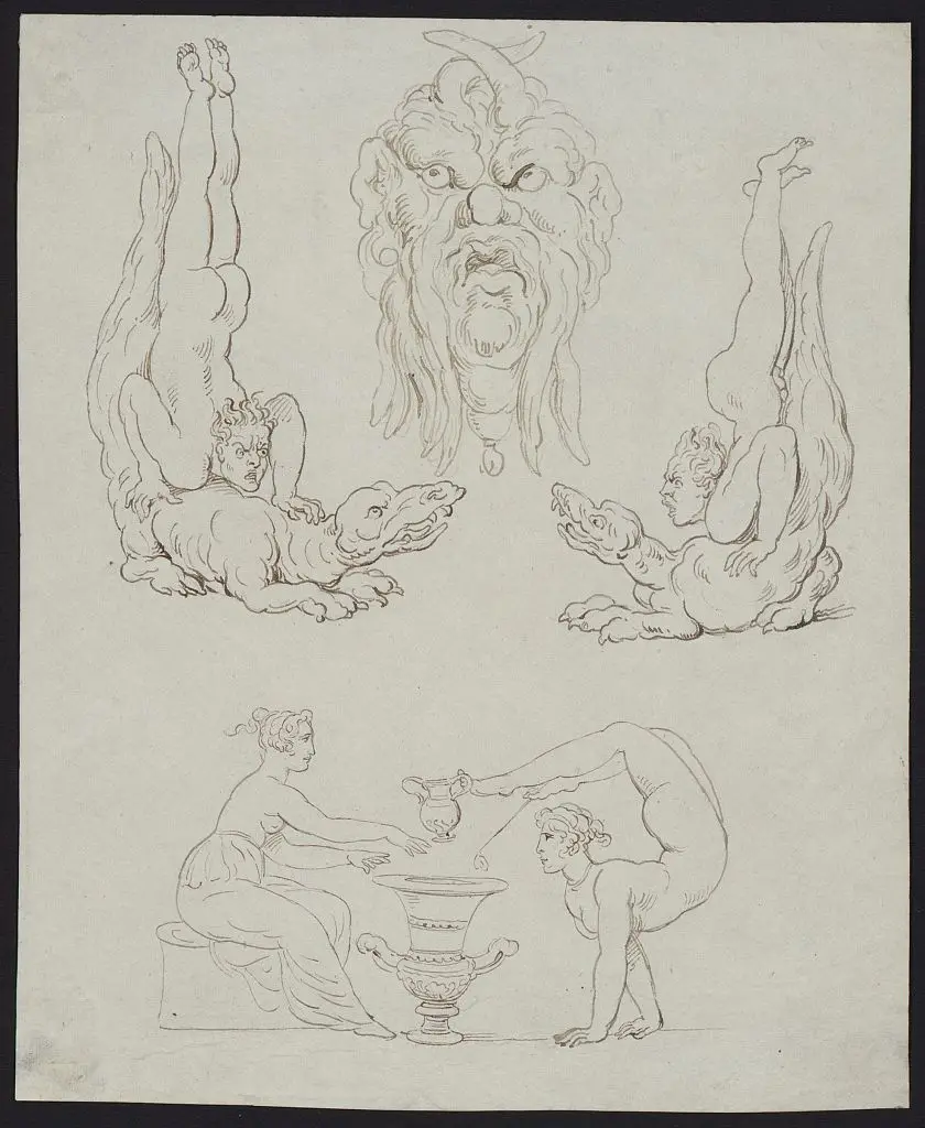 [Study drawings of monsters, men, and acrobats] by Rowlandson by Rowlandson