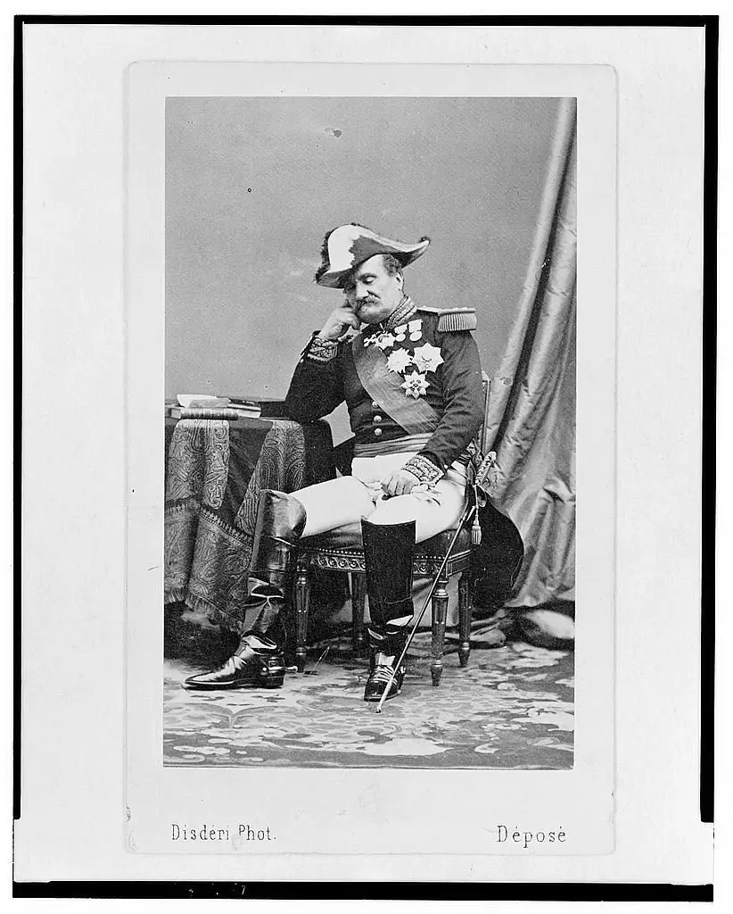 [General Élie Frédéric Forey, commander in chief of French troops in Mexico, full length portrait, seated, facing left] by Disdéri, André-Adolphe-Eugène, 1819-1889 photographer. by Disdéri, André-Adolphe-Eugène, 1819-1889 photographer.