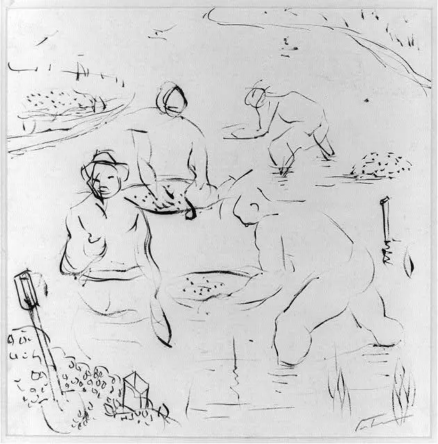 [Preliminary drawing for "The mining of gold" mural, Hispanic Division, Library of Congress] by Portinari, Cândido, 1903-1962, artist by Portinari, Cândido, 1903-1962, artist
