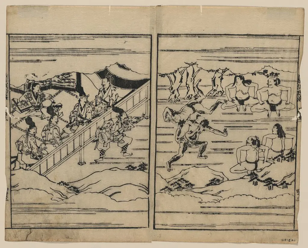Sumō by Hishikawa, Moronobu, approximately 1618-approximately 1694. by Hishikawa, Moronobu, approximately 1618-approximately 1694.