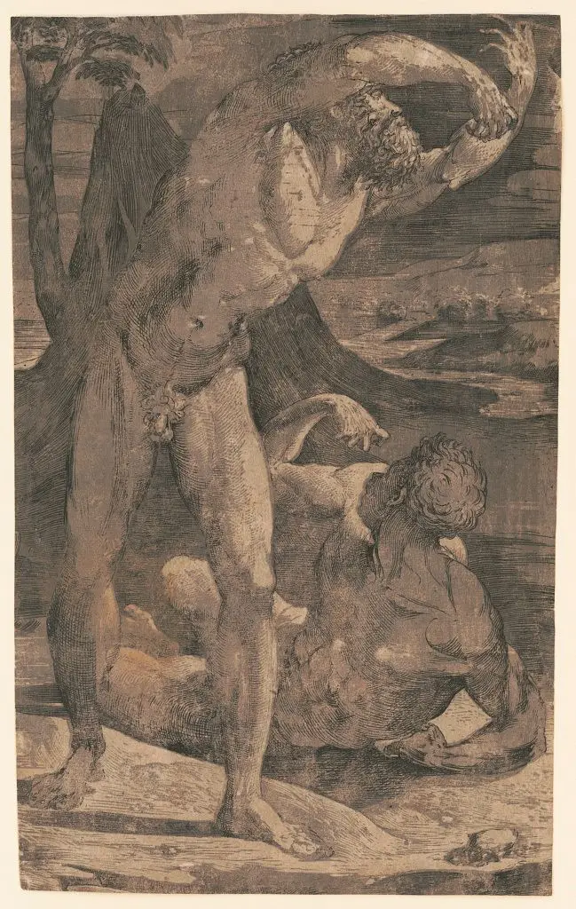 Two nudes in a landscape by Beccafumi by Beccafumi