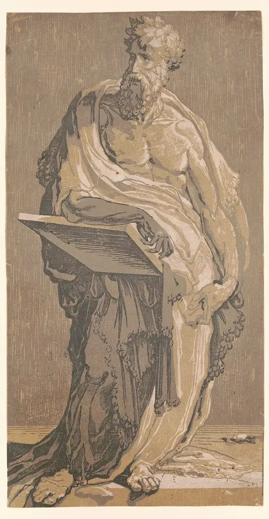 Apostle holding a tablet by Beccafumi by Beccafumi