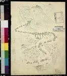 [Military convoy traveling along winding mountain roads past Italian hill towns] by Steinberg, Saul, artist. by Steinberg, Saul, artist.