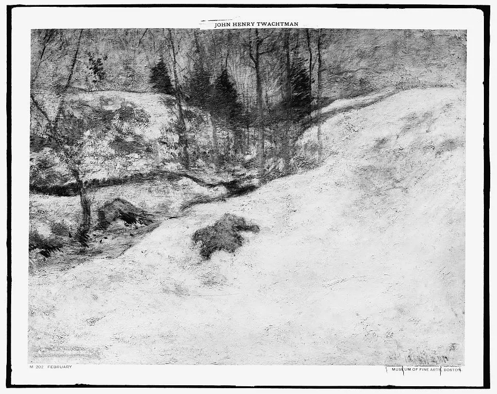 February by Twachtman, John Henry, 1853-1902, artist.