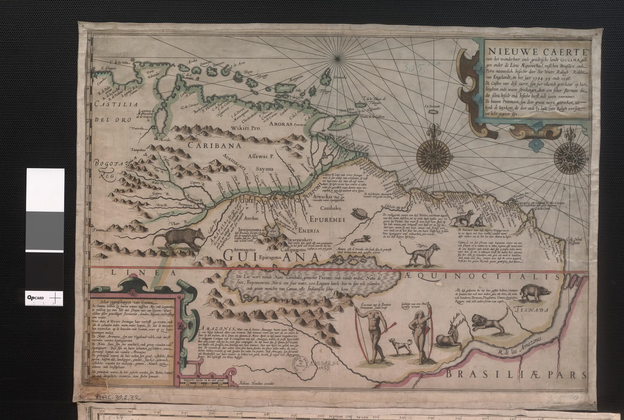New Map of the Wonderful, Large and Rich Land of Guiana. by Hondius