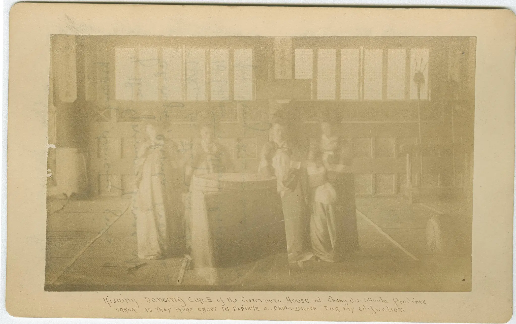 South Korea, Dancers Performing Tongyong Drum Dance (Victory Dance). by Foulk, George Clayton, 1856-1893 Photographer. by Foulk, George Clayton, 1856-1893 Photographer.