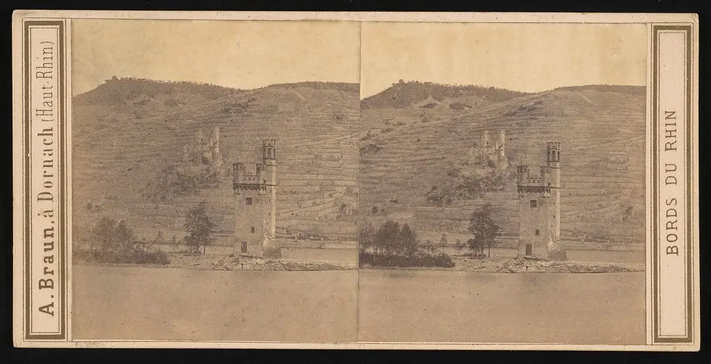 Le Maeusethurm prés Bingen et chateau d'Ehrenfels by Braun by Braun