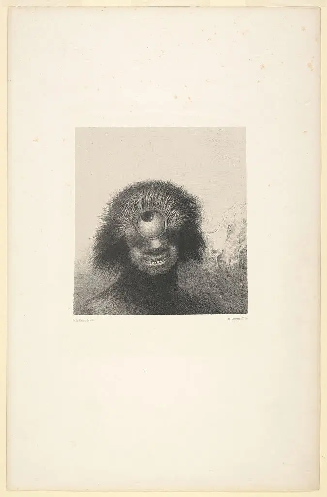 The misshapen polyp floated on the shores, a sort of smiling and hideous Cyclops by Redon by Redon