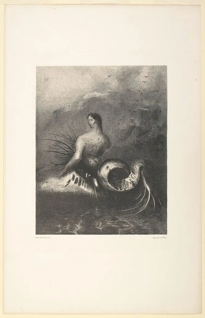 The Siren, clothed in barbs, emerged from the waves by Redon by Redon