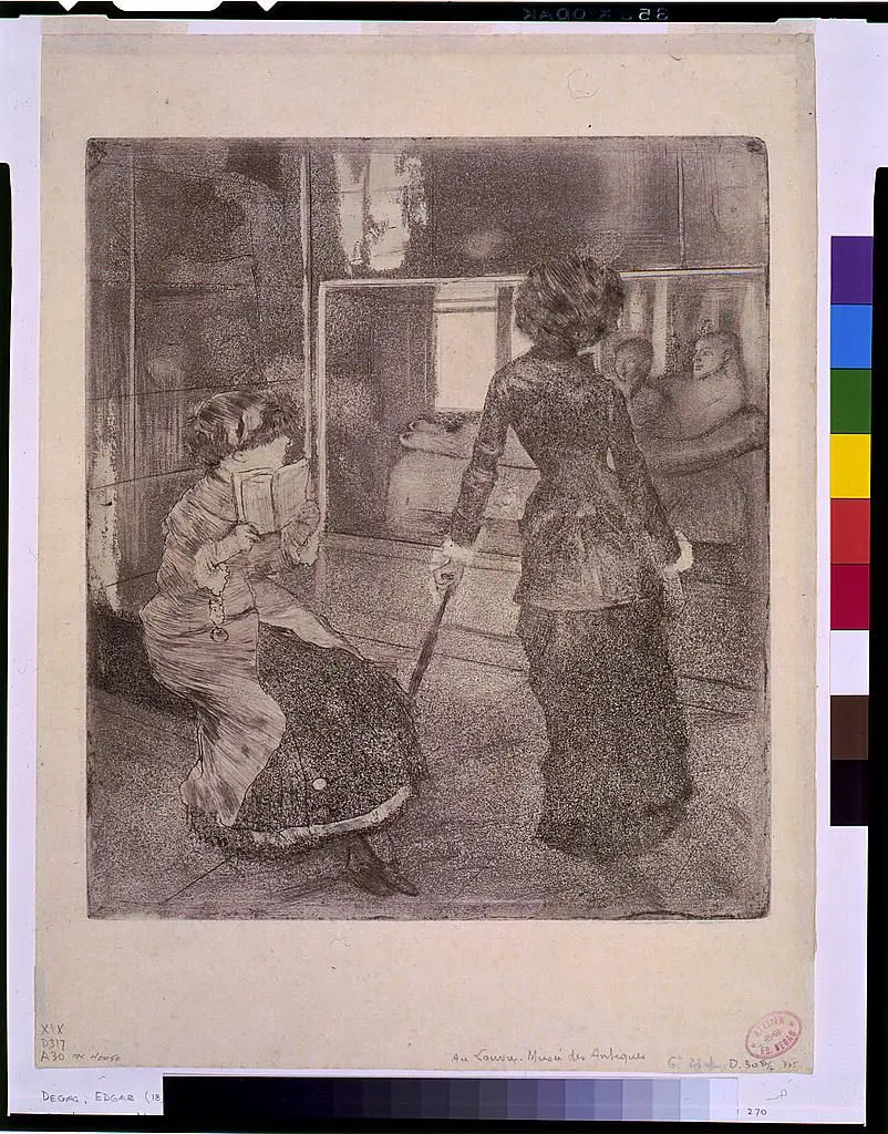 [Au Louvre: musée des antiques] by Degas by Degas