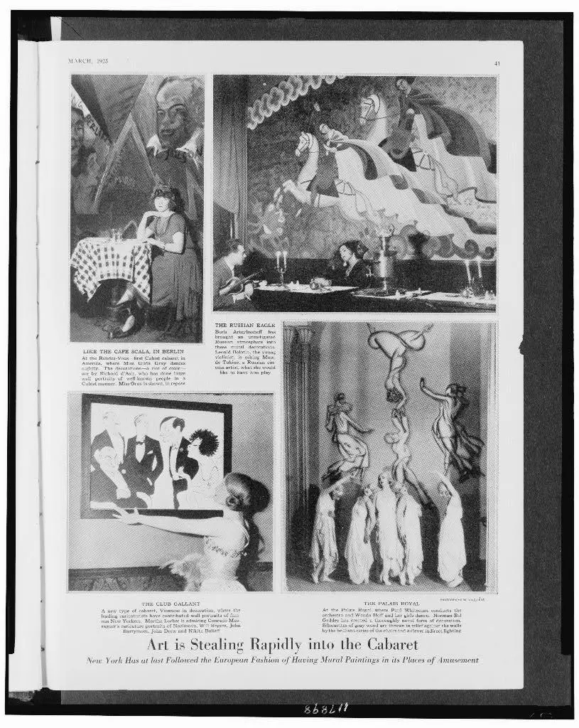 Art is stealing rapidly into the cabaret New York has at last followed the European fashion of having mural paintings in its places of amusement by Bruguière, Francis Joseph, photographer. by Bruguière, Francis Joseph, photographer.