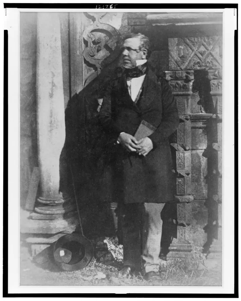 [David Roberts, R.A., full length portrait, standing, facing left] by Hill, David Octavius, 1802-1870, photographer. by Hill, David Octavius, 1802-1870, photographer.