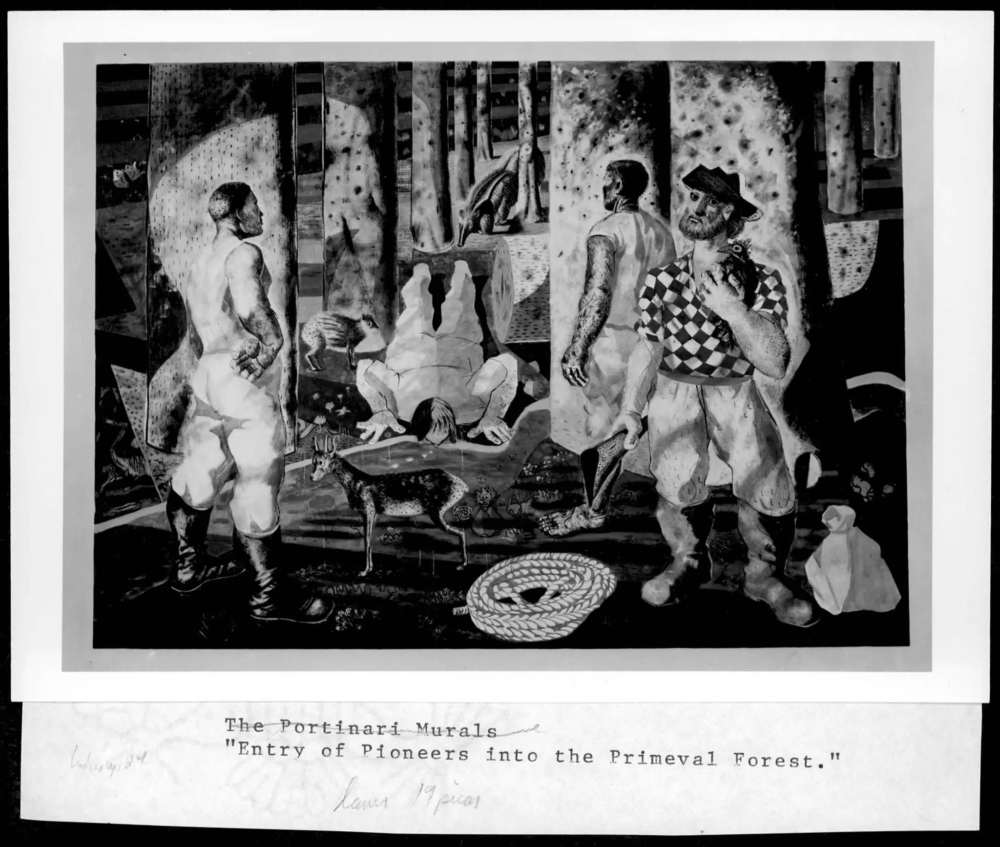 Photograph of Cândido Portinari's mural "Entry of Pioneers into the Primeval Forest," January 1942 by Portinari by Portinari