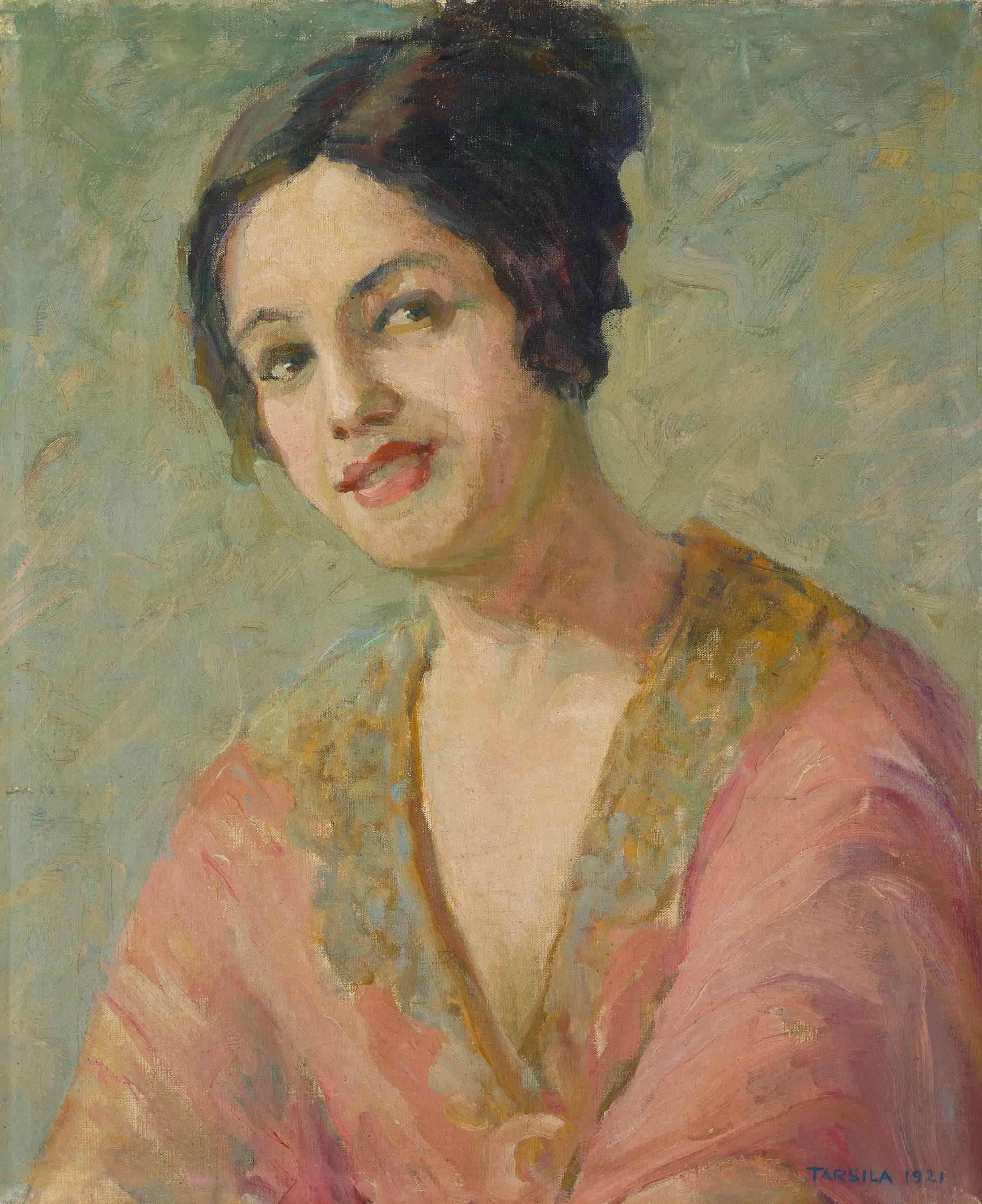 Autorretrato com vestido laranja by Tarsila do Amaral