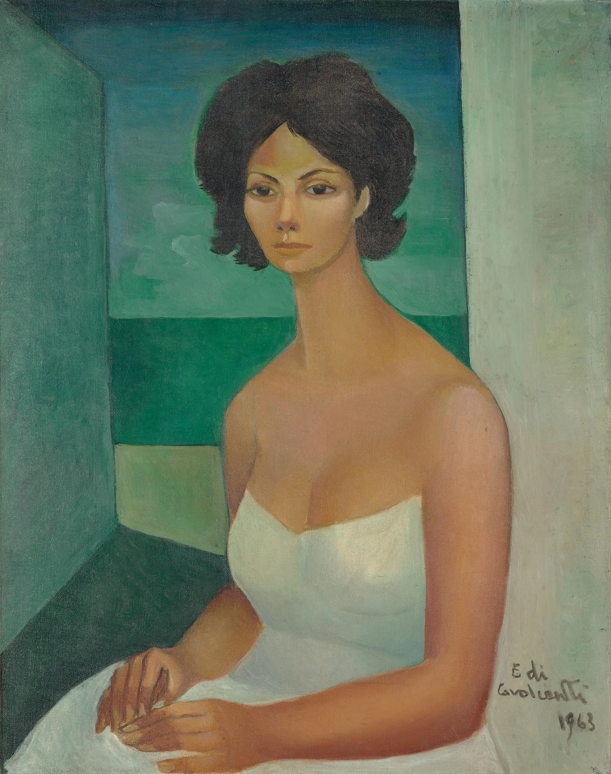 Mulata em fundo verde by Emiliano Di Cavalcanti