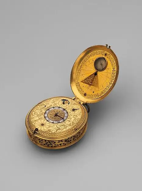 Clock watch with astronomical dial and sundial by Jan Jansen Bockeltz