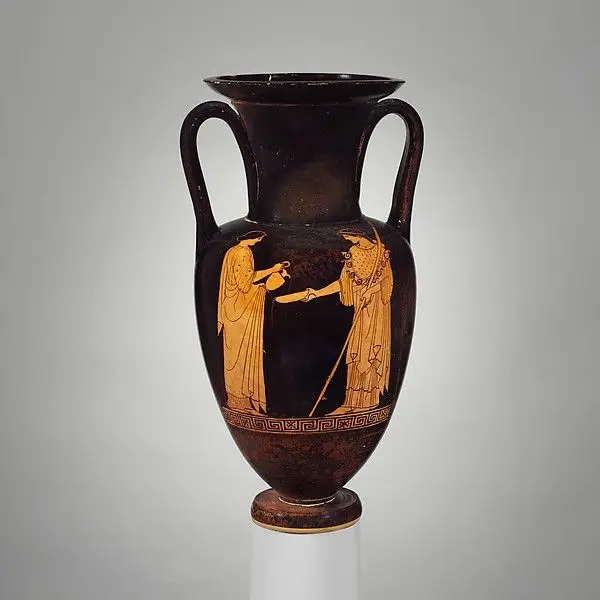 Terracotta Nolan neck-amphora (jar) by Achilles Painter