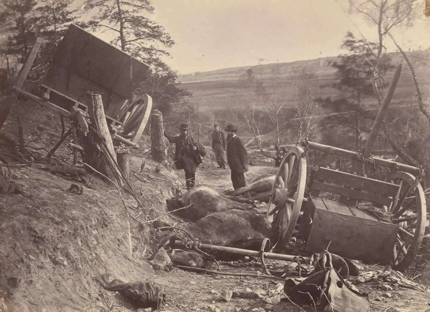 Rebel Cassion Destroyed by Federal Shells. At Fredericksburgh, May 3, 1863. Eight Horses Killed. by Andrew Joseph Russell
