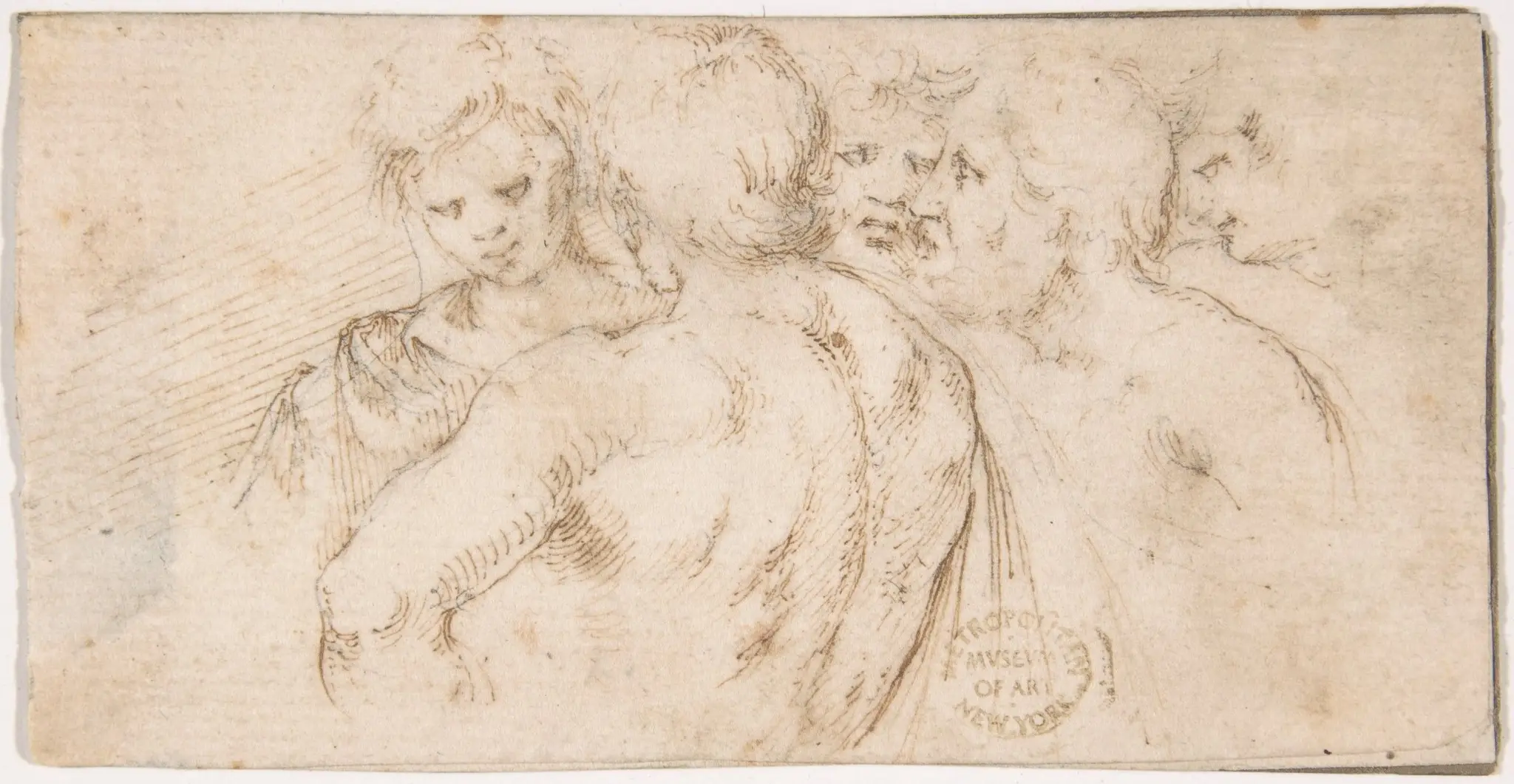 Group of Five Male Figures in Half-length by Stefano della Bella