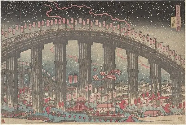 The Tenmangu Festival at Osaka by Yashima Gakutei