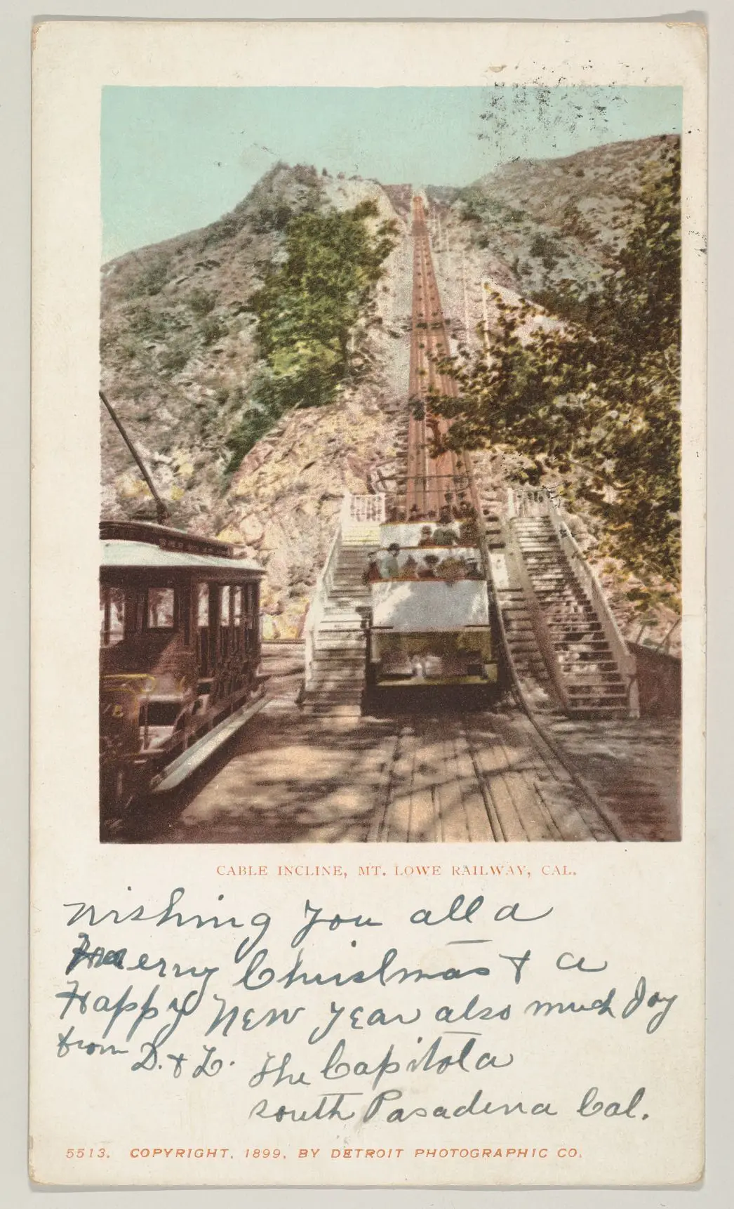 Cable Incline, Mt. Lowe Railway, California, No. 5513 by Detroit Publishing Company