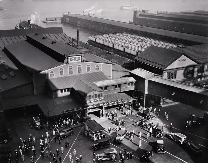 Hoboken Ferry, Lackawanna Railroad, Barclay Street, New York by Berenice Abbott