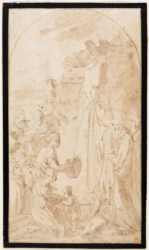 Moses Striking the Rock and Bringing Forth Water by Unknown artist (Italian, 16th century)