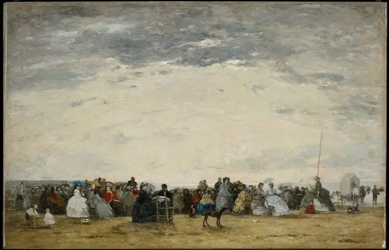 Vacationers on the Beach at Trouville by Eugène-Louis Boudin