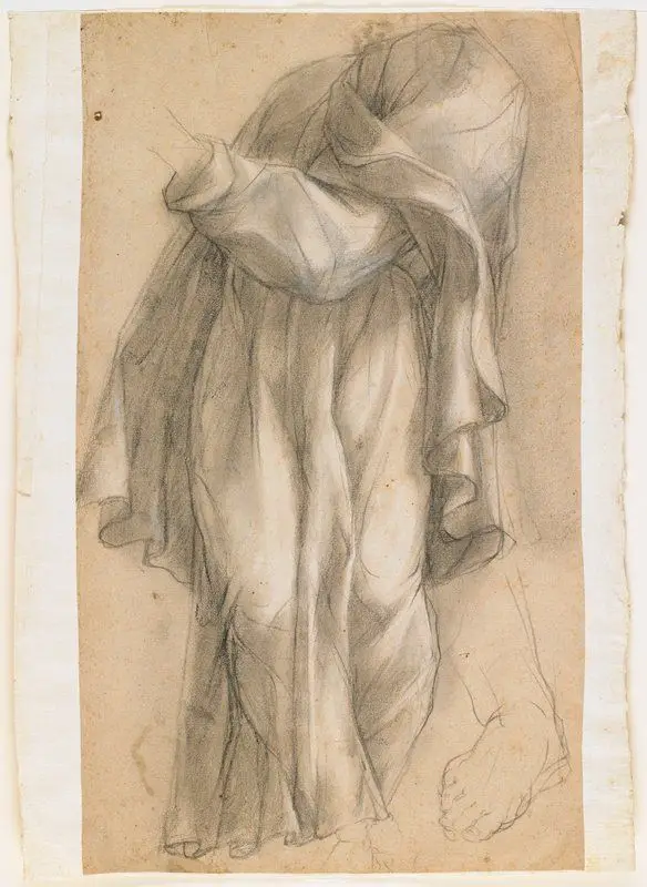 Full-length Drapery Study, with Sketch of a Right Foot by Federico Barocci