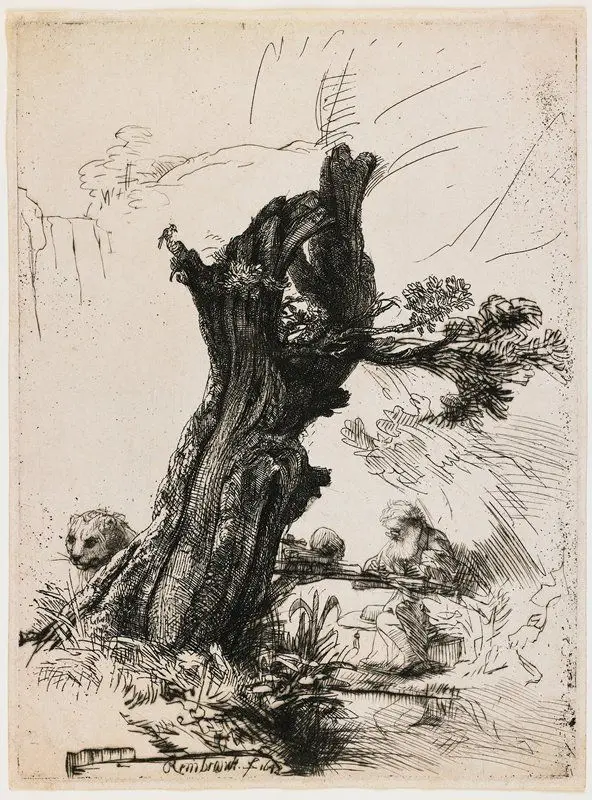 Saint Jerome by the Pollard Willow by Rembrandt van Rijn