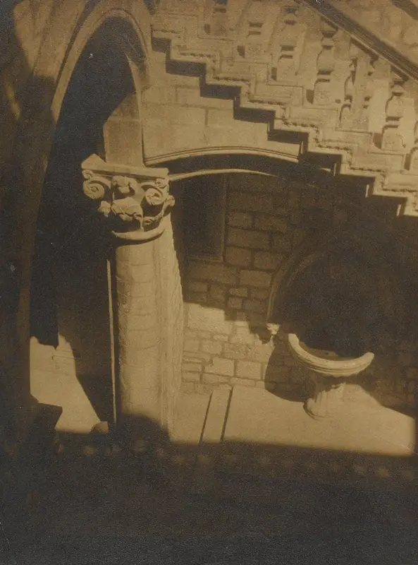 Untitled [descending view of column and shadows] by Josef Sudek