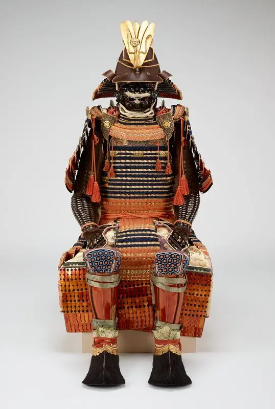 Red-and-blue-laced two-plate cuirass armor from the Kii Tokugawa family by Japan (suit)