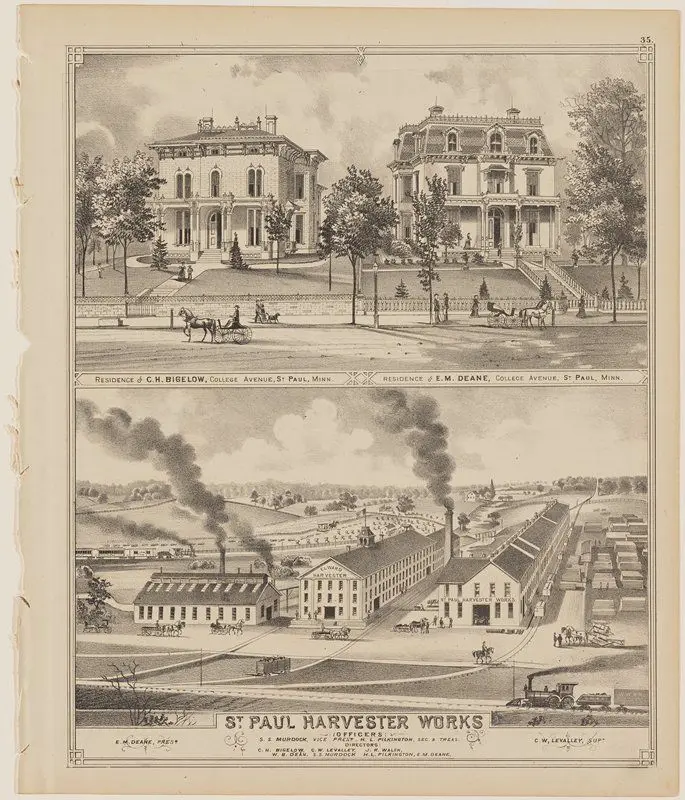St. Paul Harvester Works from An Illustrated Historical Atlas of the State of Minnesota, 1874 by A. T. Andreas