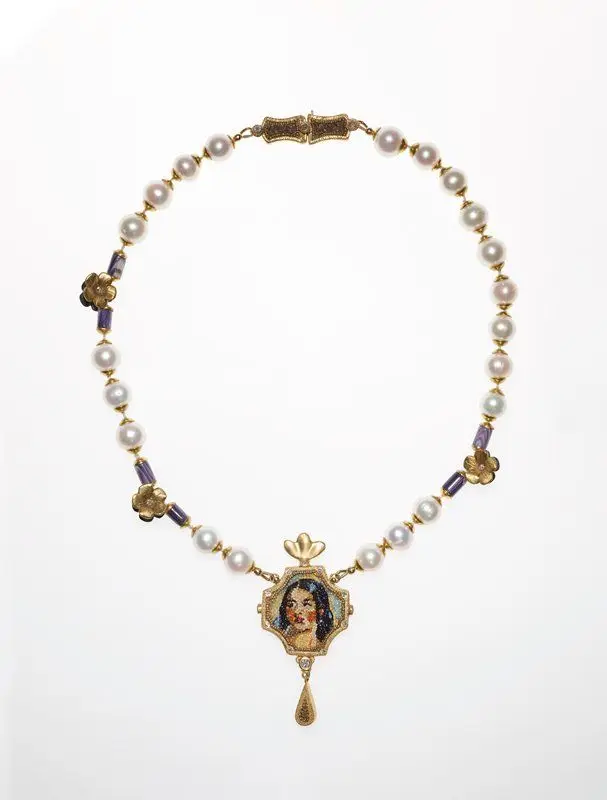 Necklace with pendant, from Pocahontas jewelry set by Keri Ataumbi, metalsmith