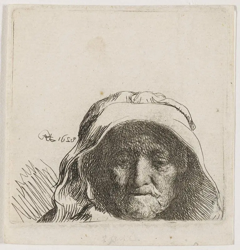 The Artist's Mother: Head Only, Full Face by Rembrandt van Rijn