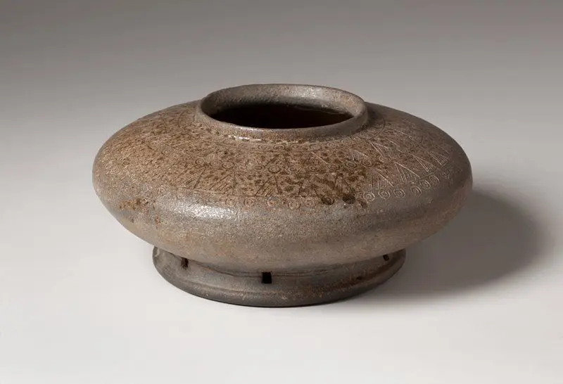 Small Jar with Perforated Foot and Stamped and Incised Designs by Korea