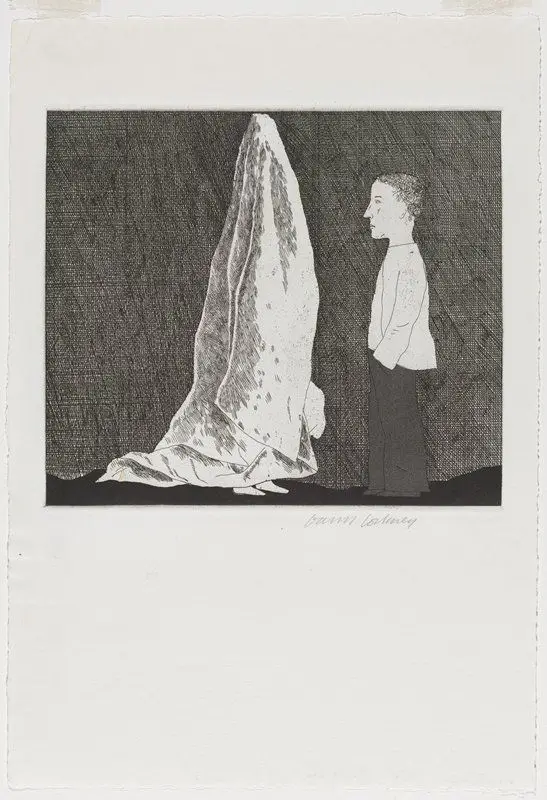 The Sexton Disguised as a Ghost Stood Still as Stone by David Hockney