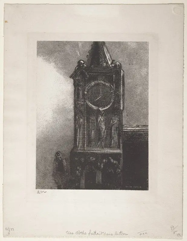 Une cloche battait dans la tour [A bell was striking in the tower], illustration to Edmond Picard, Le Juré by Odilon Redon