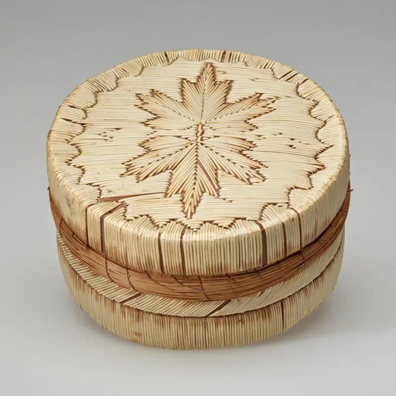 Covered quillwork box by Anishinaabe artist