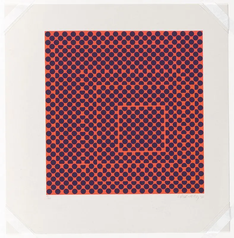 [Abstract image with dots and squares] by Victor Vasarely