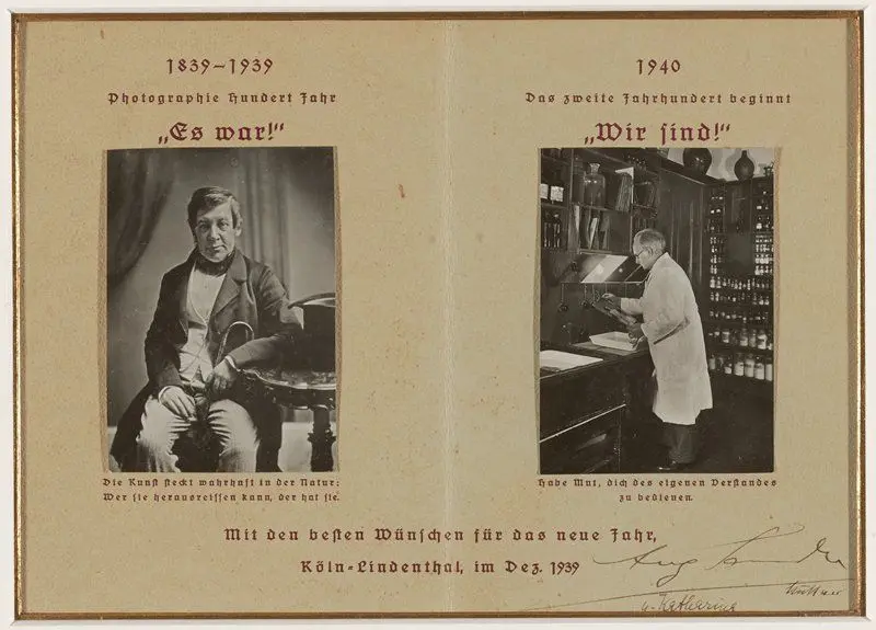 New Year's Card with Self Portrait, At Work in his Darkroom/Celebration of 100th Anniversary of the Invention of Photography by August Sander