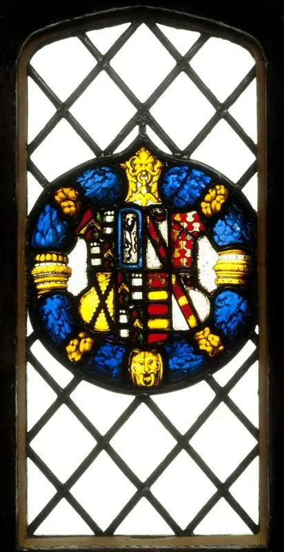 Window with heraldic cartouche by England