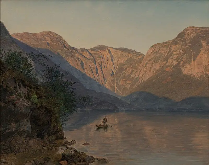 Mountains over Lake Hallstatt by Ferdinand Georg Waldmüller