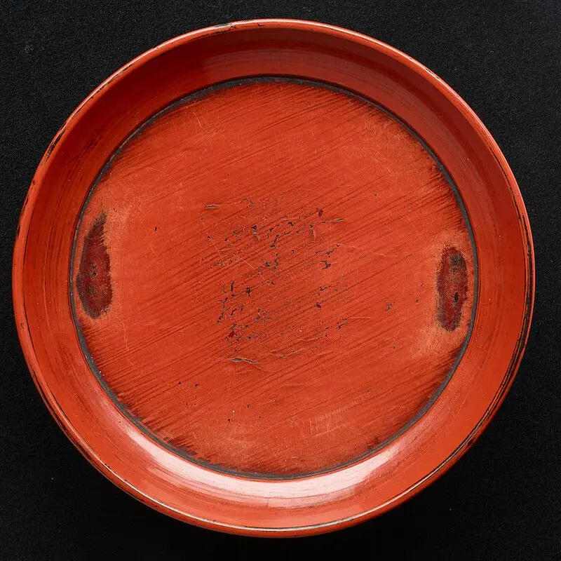 Individual serving plate in Negoro lacquer by Japan