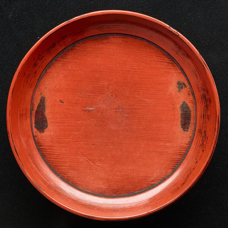 Individual serving plate in Negoro lacquer by Japan