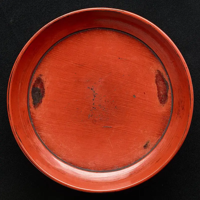Individual serving plate in Negoro lacquer by Japan